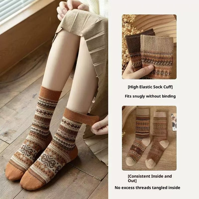 Women's Bunching Retro Mid-calf Socks Ethnic Style