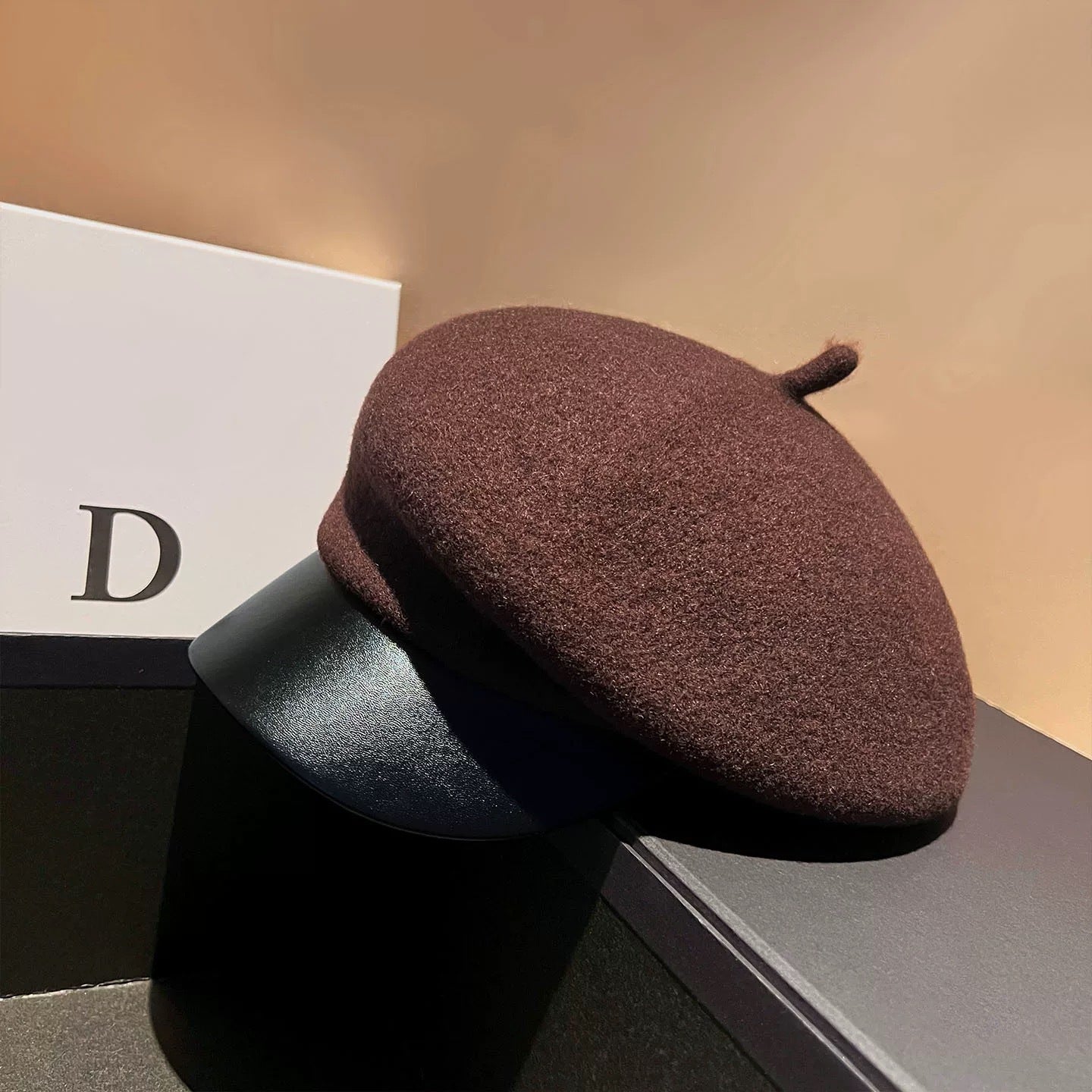 Womens Oversized Wool Patchwork Beret In Korean Style For FallWinter