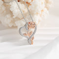 Diamond-encrusted  Intertwined Heart And Rose Flower Necklace
