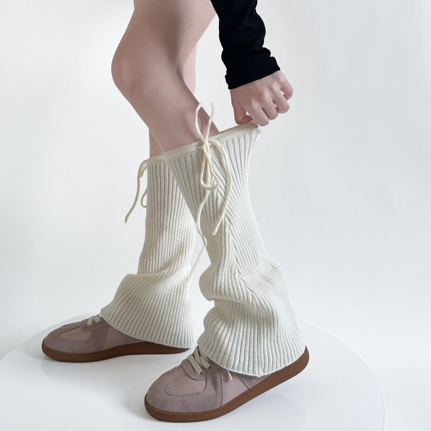 Pure Color Micro-la Pile Style Leg Warmer Milk White Calf Socks Spring And Autumn