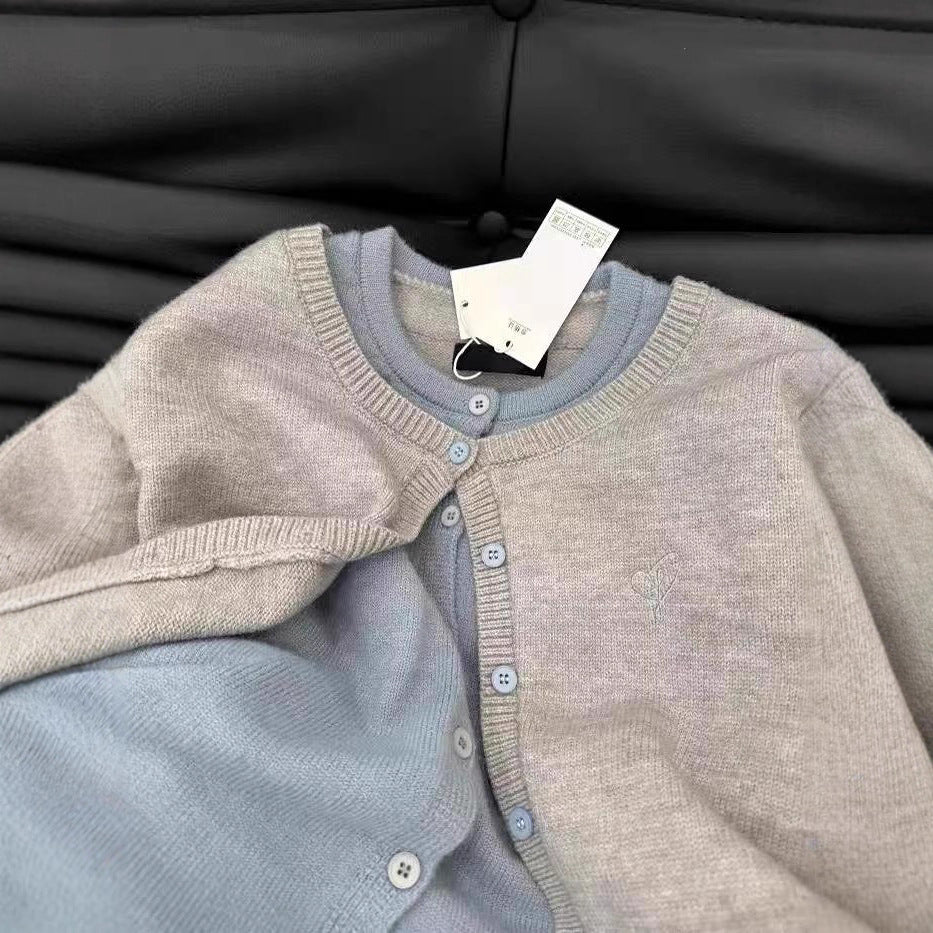 Autumn And Winter New Fake Two-piece Knitted Sweater Coat For Women