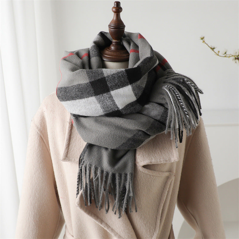 Cashmere-like Plaid Warm Shawl Scarf Unisex All-matching