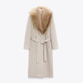 Fur Collar Long Woolen Coat Women