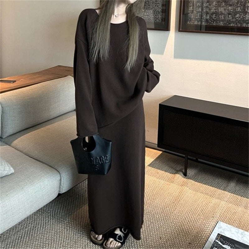 Simple All-match Sweater Skirt Two-piece Set