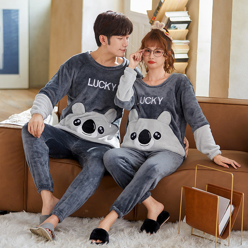 Coral Fleece Couple Plus Size Pajamas For Women