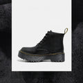 Platform Martin Boots Women's Thickened Real Leather Black Flat Bottom