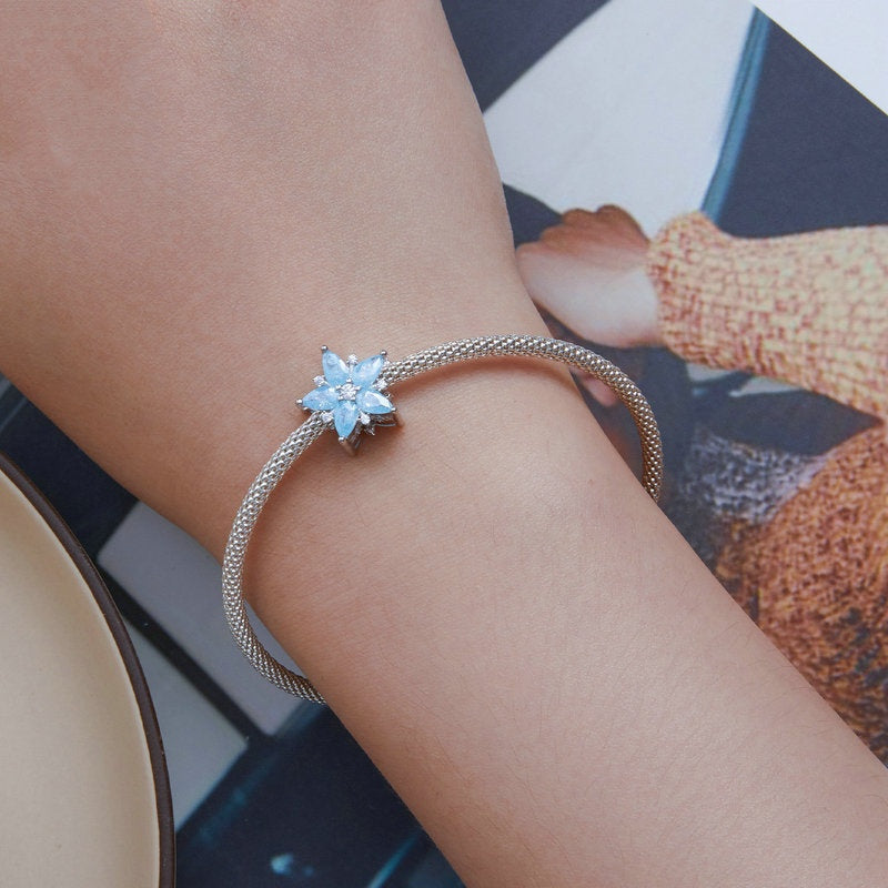 Christmas Snowflake 925 Silver Bracelet Beaded