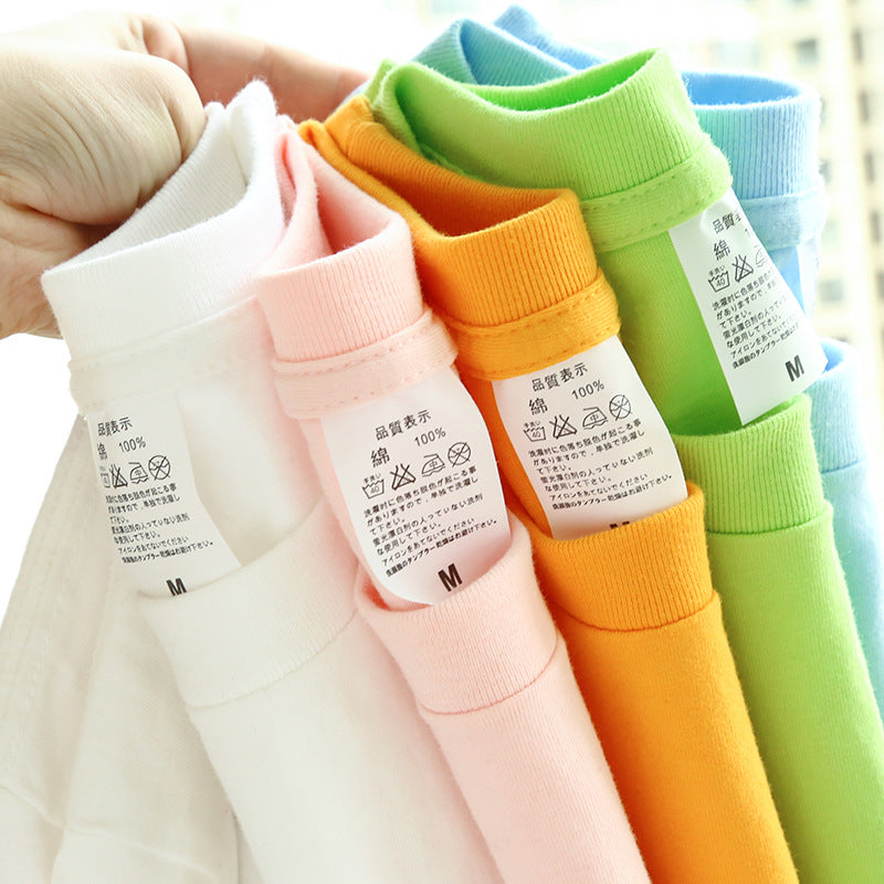 Round Neck Solid Color T-shirt Heavy Simple Style Blank Top Women's Bottoming Shirt