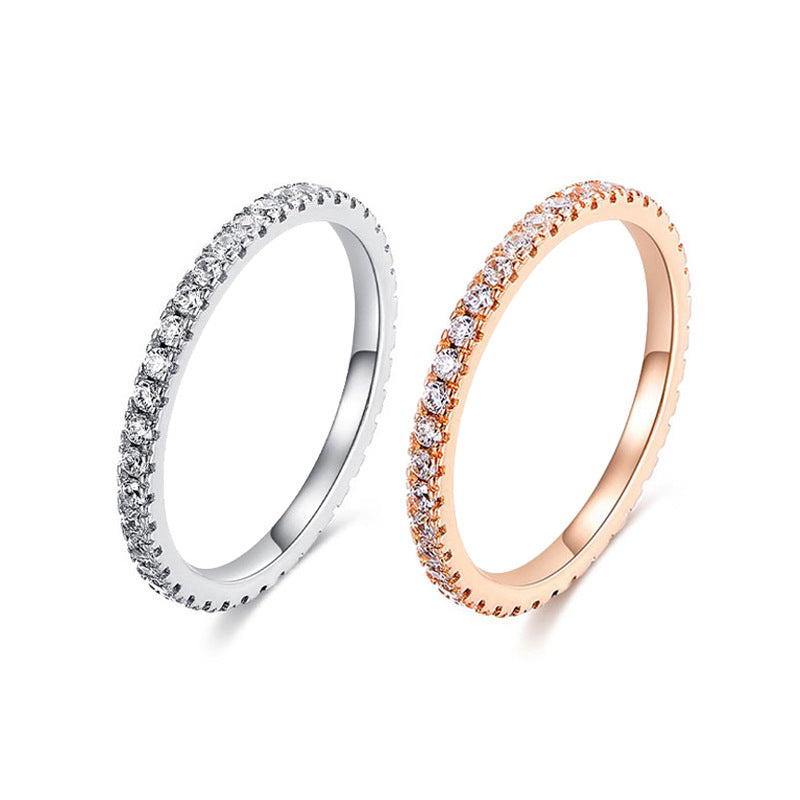 Silver Full-set With Finely Crafted Zircon Ring And Diamonds That Won't Fall Off