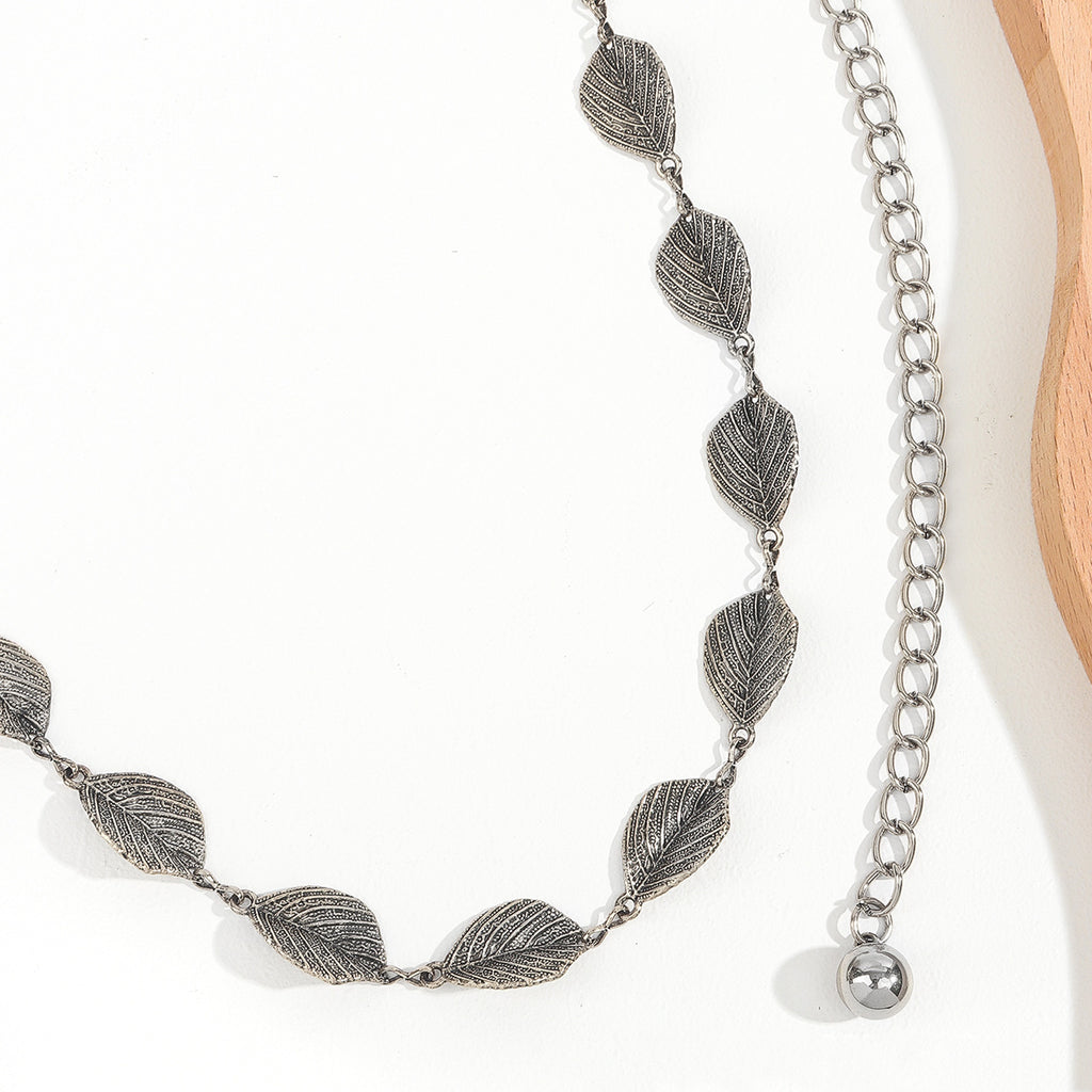 Leaf Style Waist Chain Retro Paired With Denim Skirt And Pants
