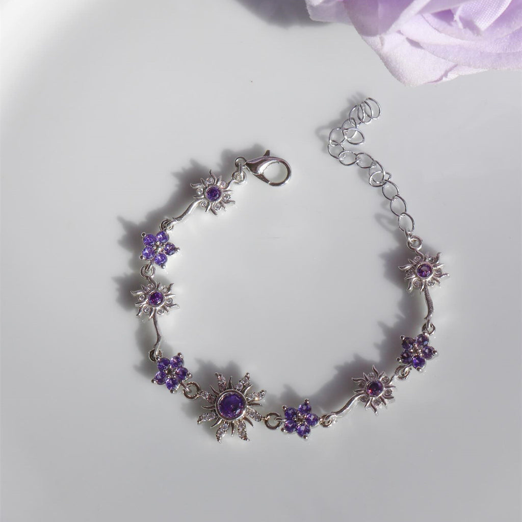 Fresh And Sweet Floral Purple Sunflower Princess-style Niche Bracelet For Women
