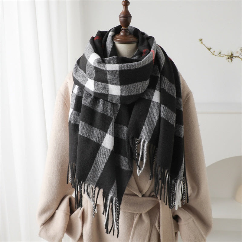 Cashmere-like Plaid Warm Shawl Scarf Unisex All-matching
