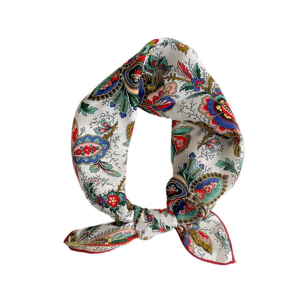 Women's Cotton And Linen Small Square Towel Silk Scarf Artistic All-match Fashion