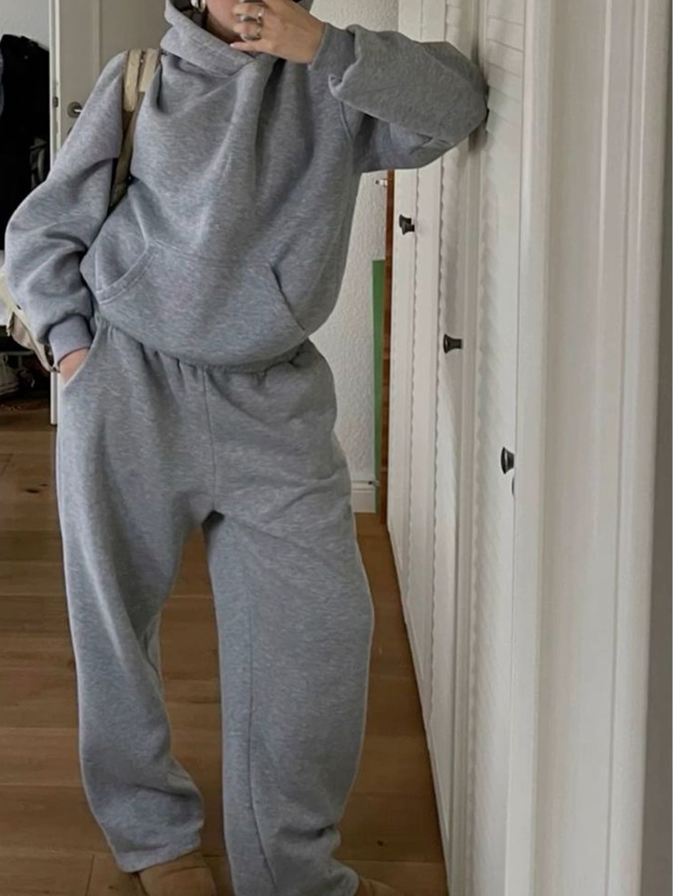 Elastic Waist Casual Straight-leg Sweatpants Home Sports Two-piece Set