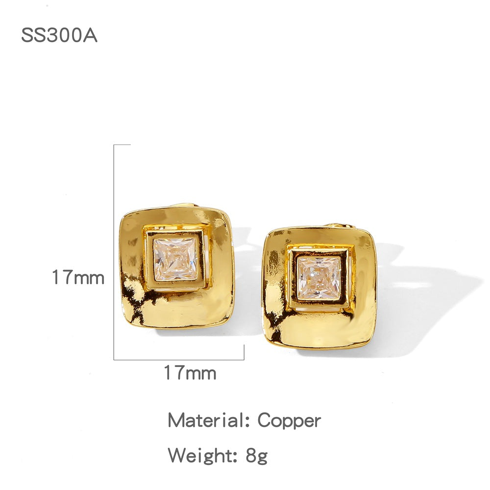 Summer Electroplated Irregularly Shaped Diamond-Studded Trendy Earrings