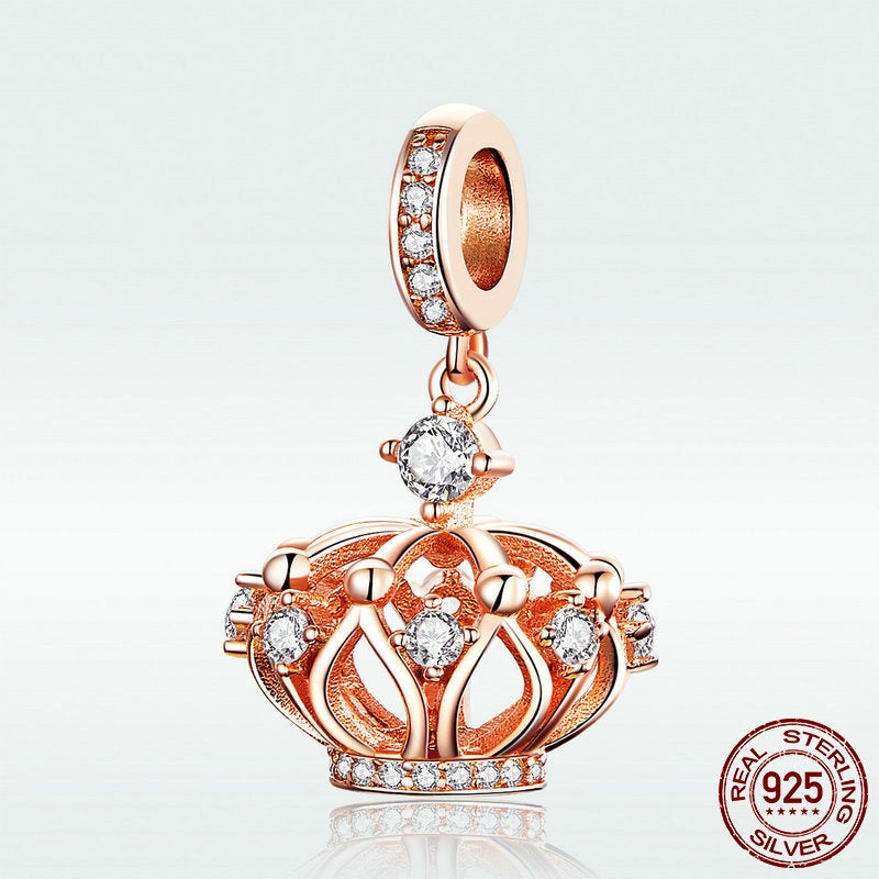 S925 Sterling Silver Rose Gold Crown Pendant