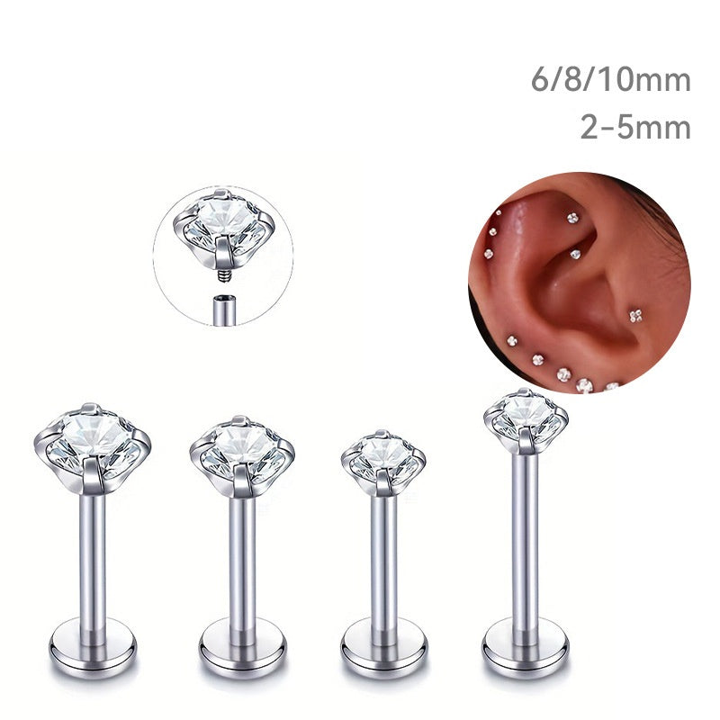 Anti Allergic Titanium Alloy Ear Studs With Internal Threads