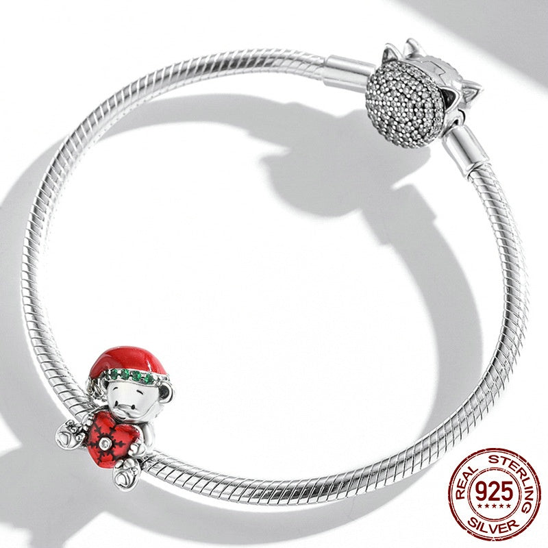 Christmas Bear Charm Beads 925 Silver Diy Beads