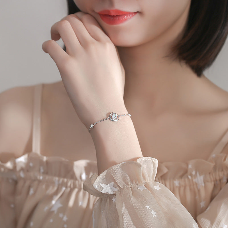 S925 Trendy Korean-Style Minimalist Rose Flower Ins Cool-Girl Bracelet For Women
