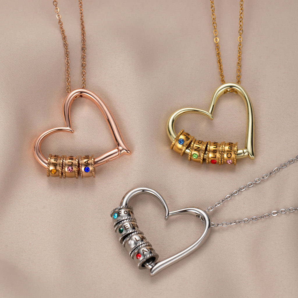 Stainless Steel Copper Love Beaded Diamond Pendant