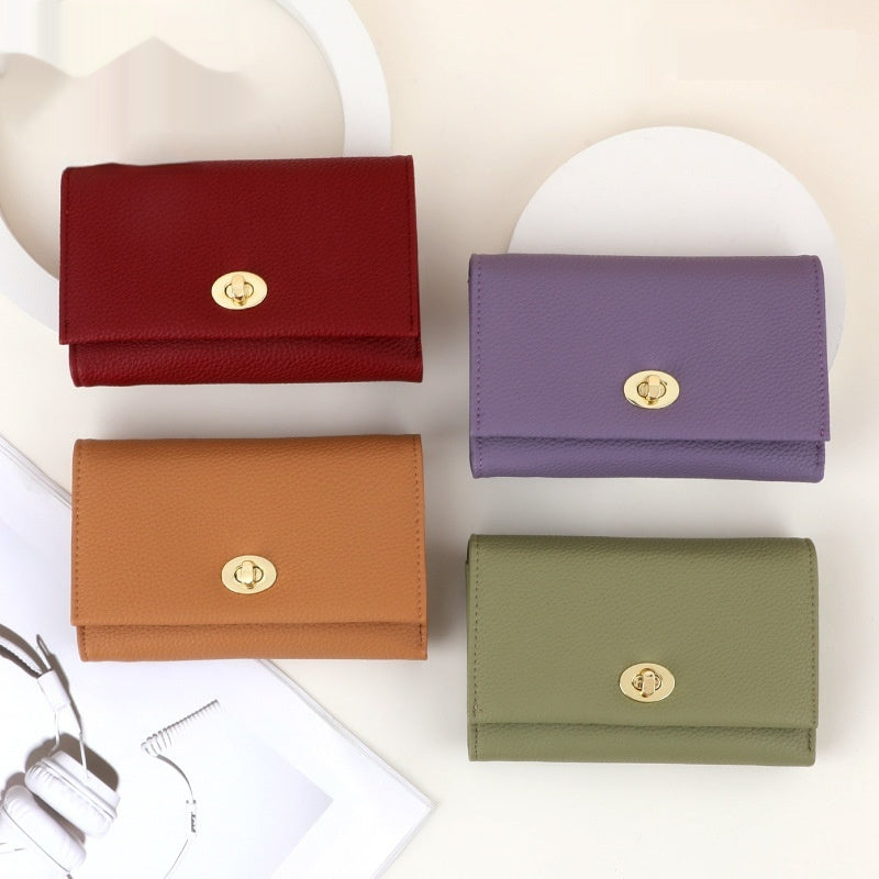 Luxury Leather Influencer-Style Womens Wallet With A Lock Closure