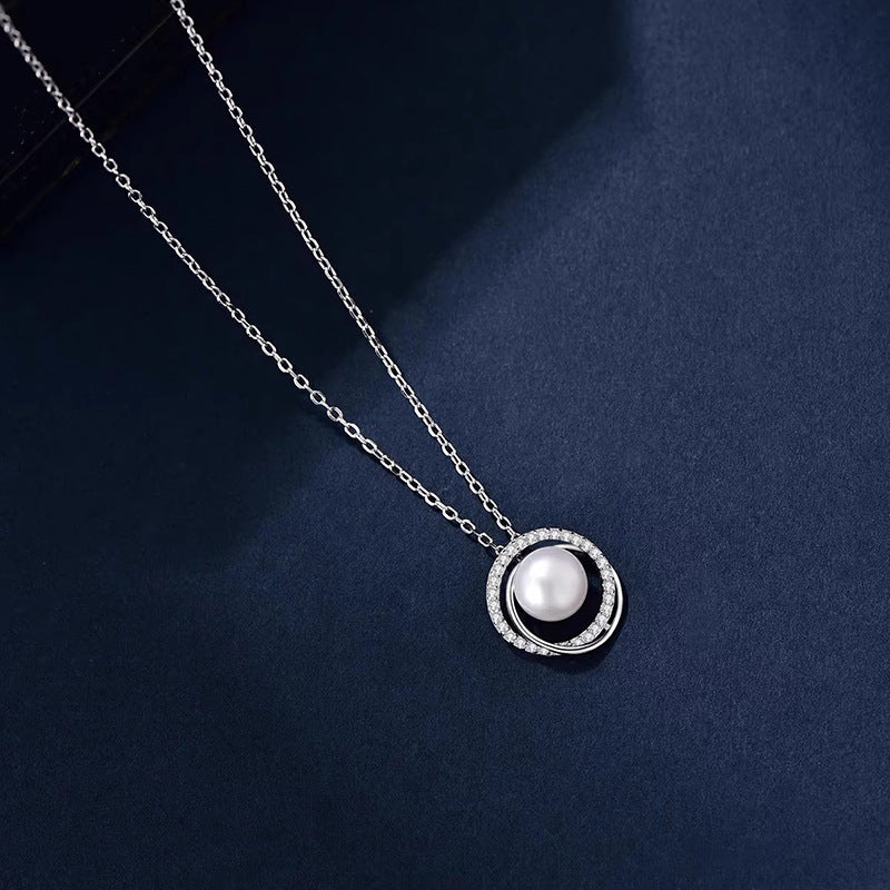 Womens Niche Minimalist Trendy Faux Pearl Pendant Clavicle Necklace