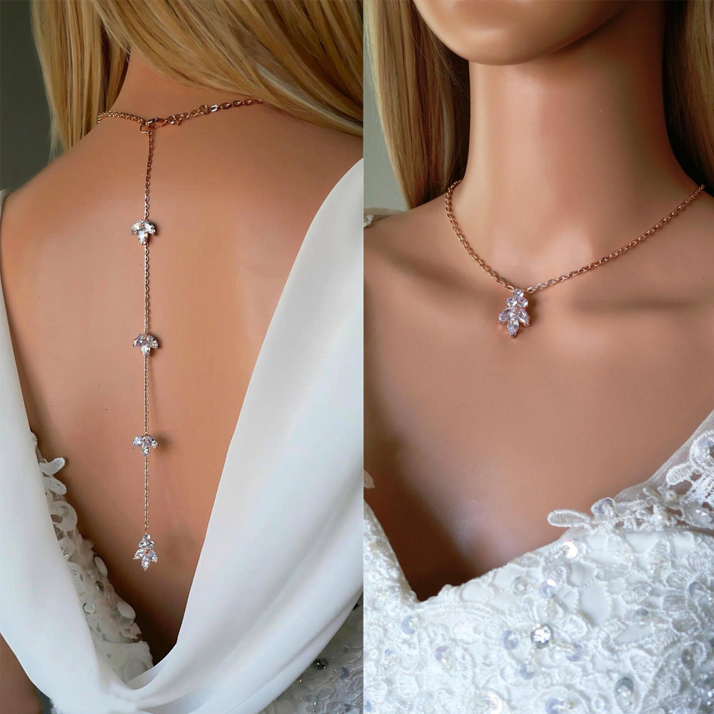 European And American Rhinestone Back Chain Bridal Wedding Accessory Minimalist Design