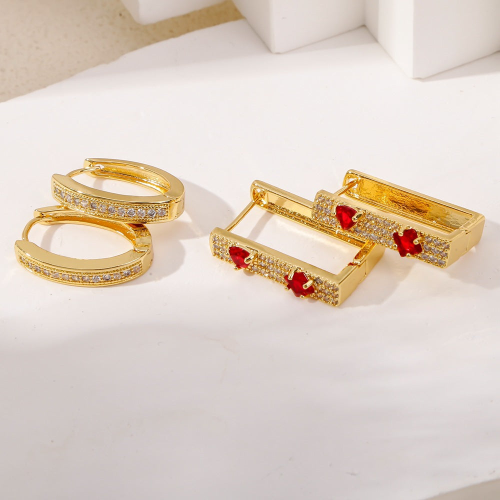 Summer Electroplated Irregularly Shaped Diamond-Studded Trendy Earrings