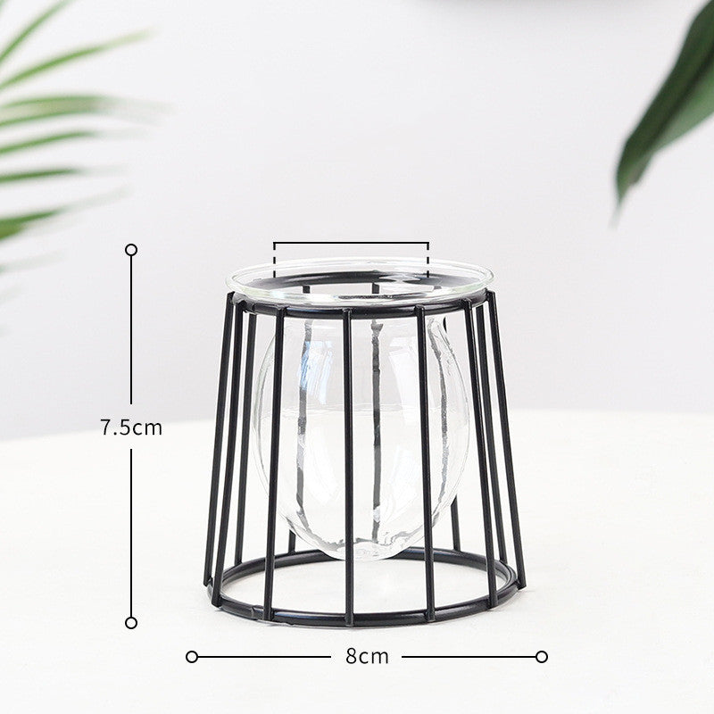 Nordic Minimalist Wrought Iron Geometric Glass Test Tube Hydroponic Vase Home Desktop Decoration
