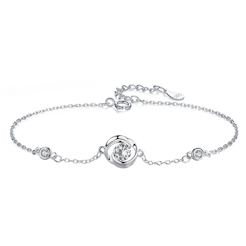 S925 Trendy Korean-Style Minimalist Rose Flower Ins Cool-Girl Bracelet For Women