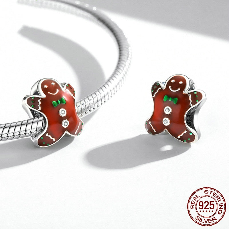Christmas Gingerbread Man Sterling Silver Diy Beads
