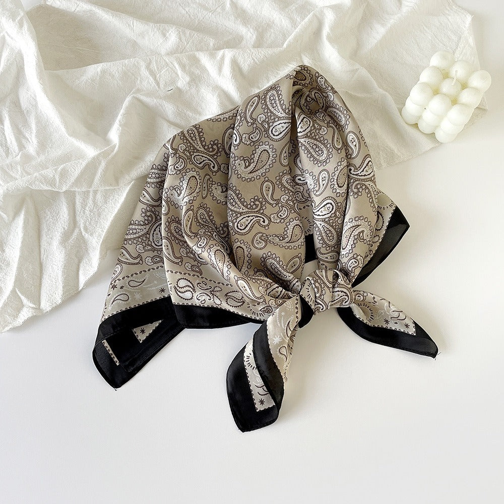 Silk Scarf Black Paisley Belt Decorative Waist Seal Hair Band