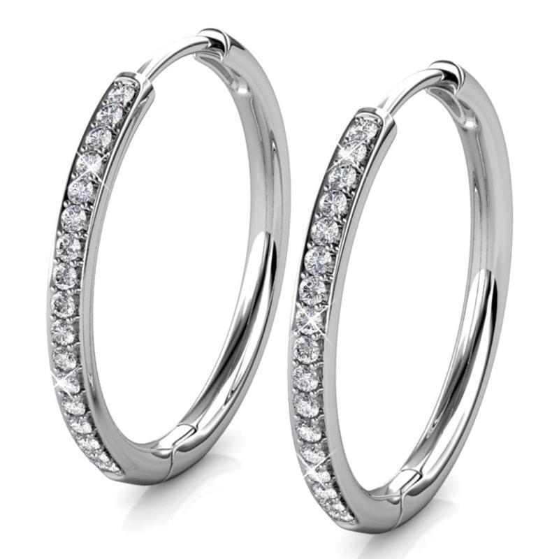 25mm Hoop Earrings With 5A Zircon Exquisite Minimalist And Dazzling Earrings