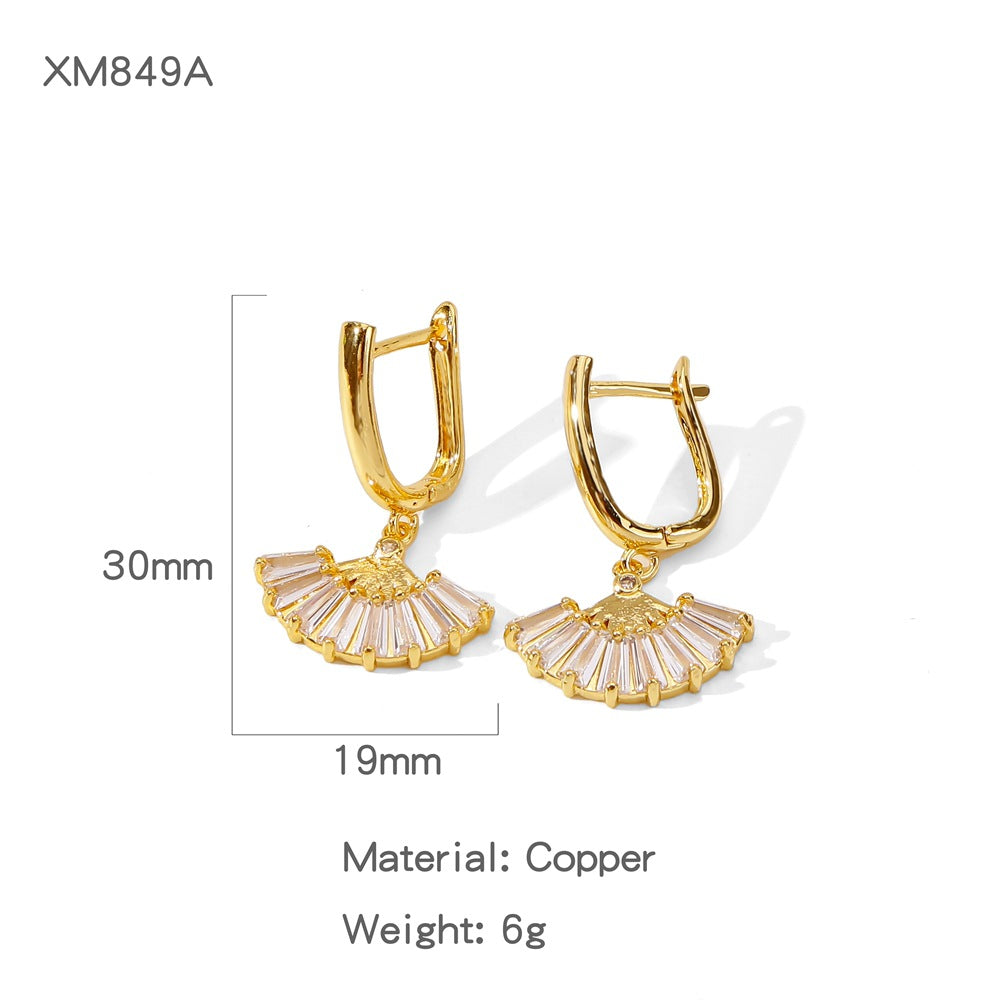 Summer Electroplated Irregularly Shaped Diamond-Studded Trendy Earrings