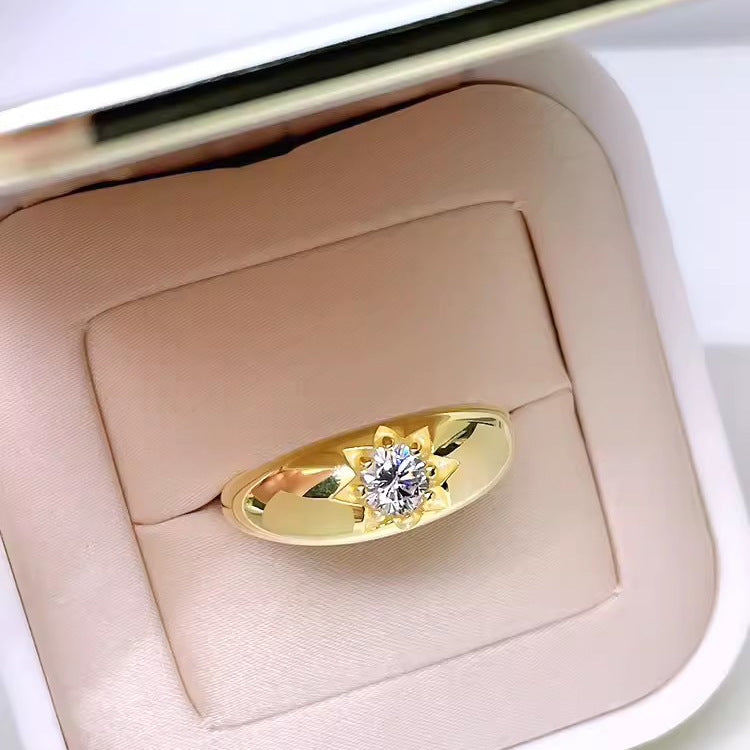 Horse-eye White Diamond-inlaid Imported High-carbon Diamond Sunflower Wedding Ring