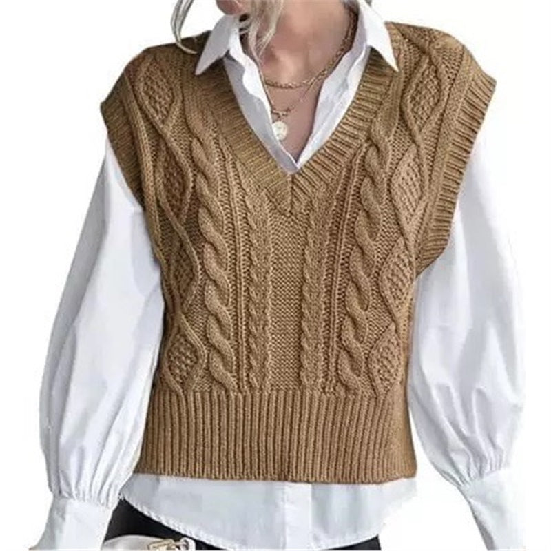 Vest Knitted Retro College Style All-matching