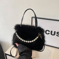 Womens Versatile Fashionable Furry Tote Bag