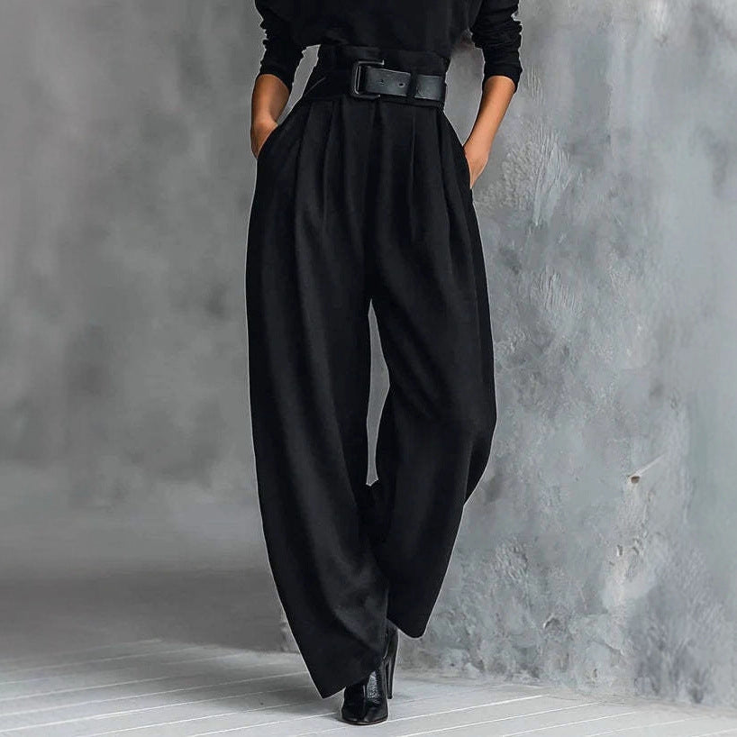 High-grade Ice Silk American High Waist Suit Pants