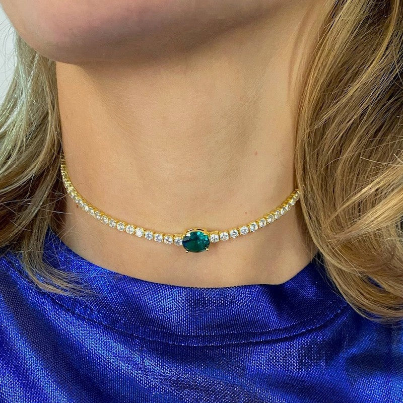 Irregular Full-zirconia Necklace With 18K Gold Plating For Long-lasting Color