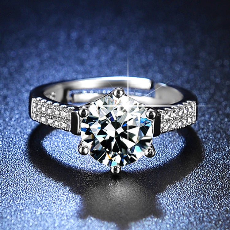 2-Carat Platinum-Plated Ring With Zircon Inlays