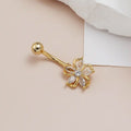 Popular Light Luxury Zircon Flower Navel Stud