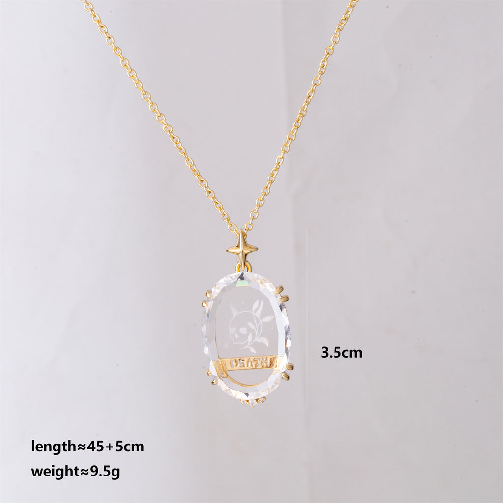 Fashionable Transparent Crystal Pattern Tarot Card Necklace