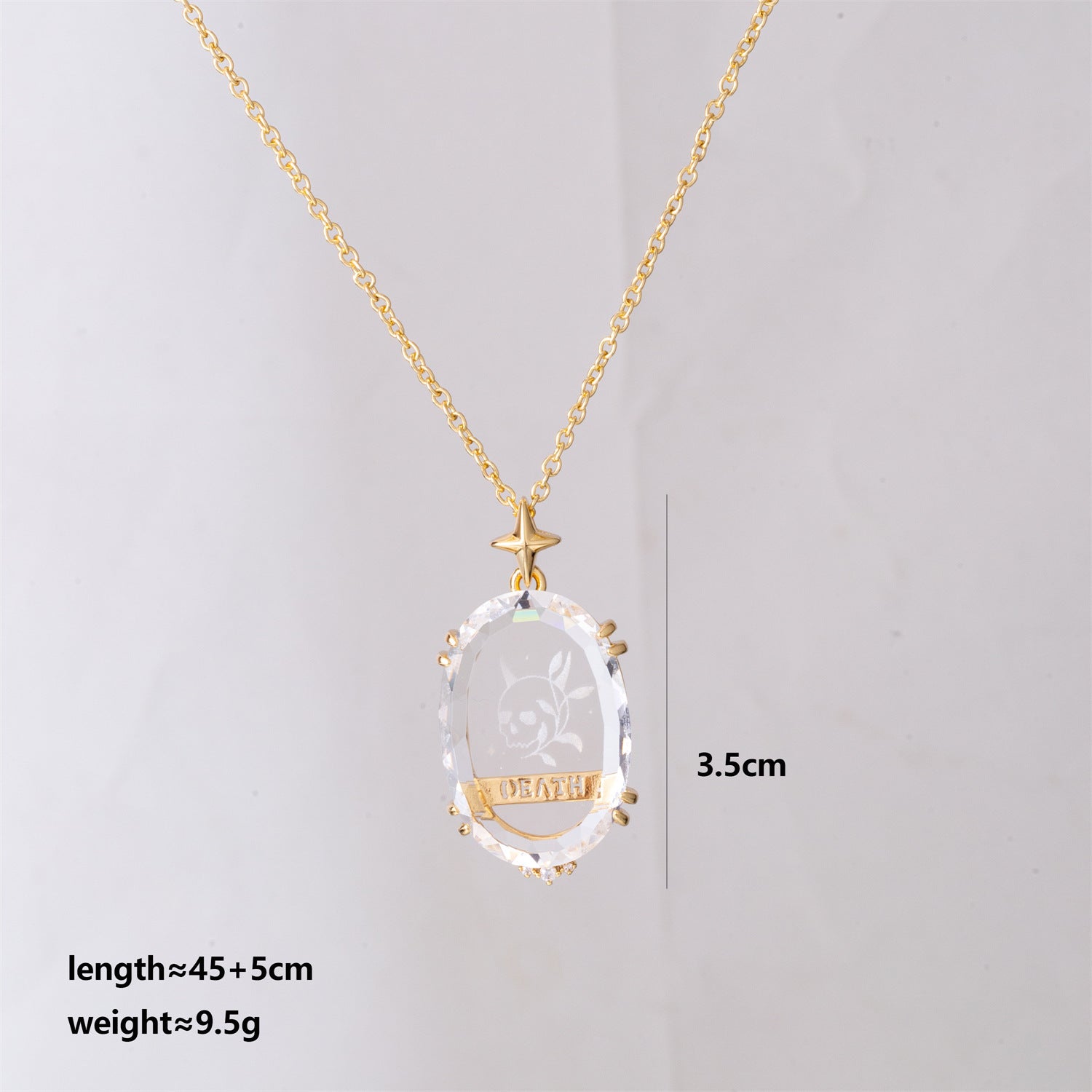Fashionable Transparent Crystal Pattern Tarot Card Necklace