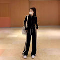 Plus Size Leisure Sports Suit Female Black Slimming Coat High Waist Slimming Pants