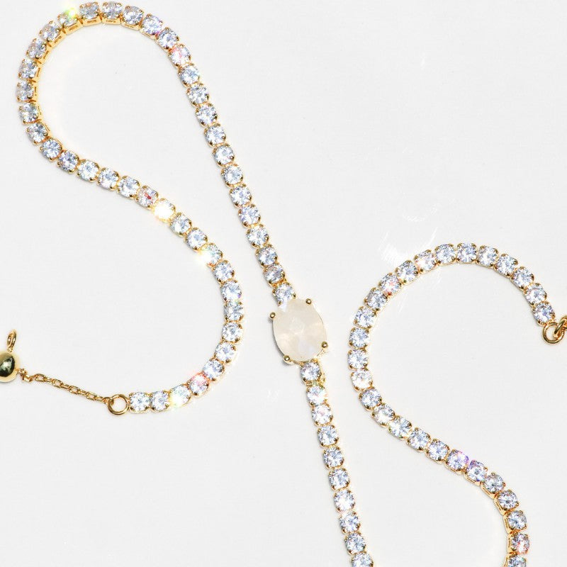 Irregular Full-zirconia Necklace With 18K Gold Plating For Long-lasting Color