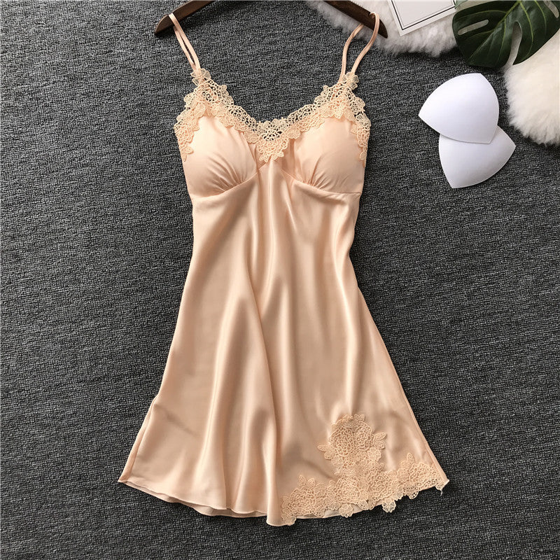 Sexy Spring And Summer Strap Nightdress Ice Silk Pajamas For Women
