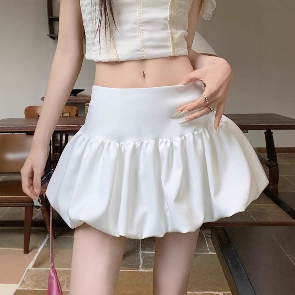 Summer Sweet Ballet Style White Bud Skirt Women