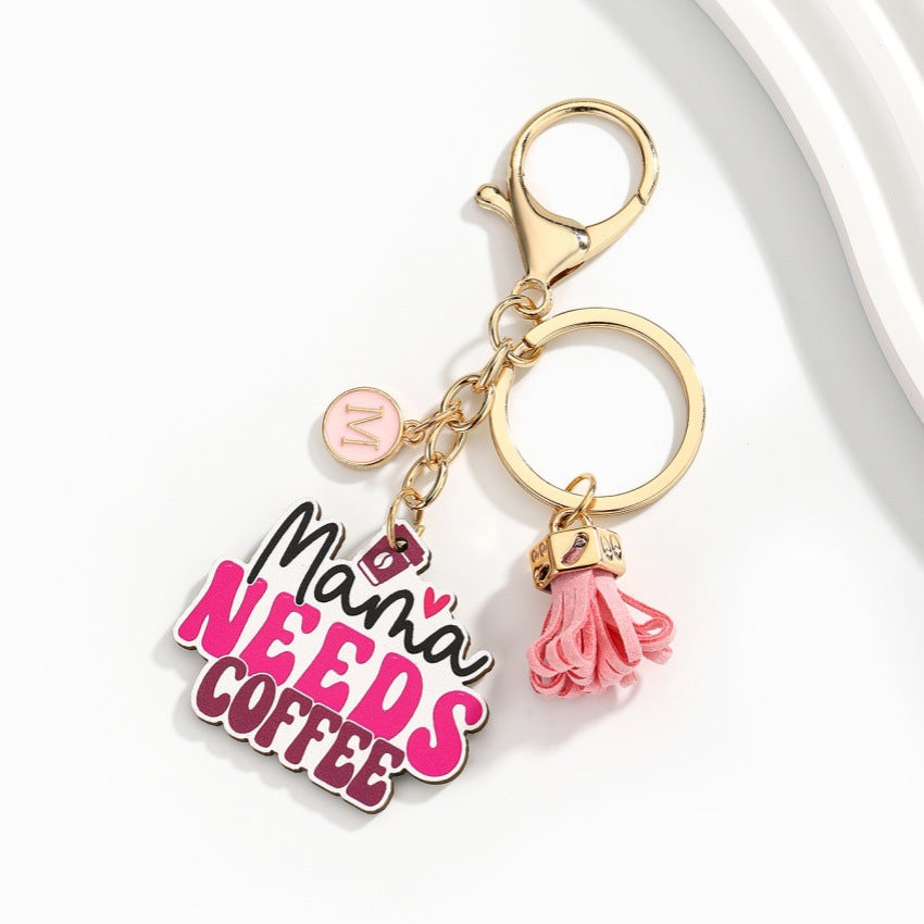 Mothers Day Letter Tassel Keychain Pendant