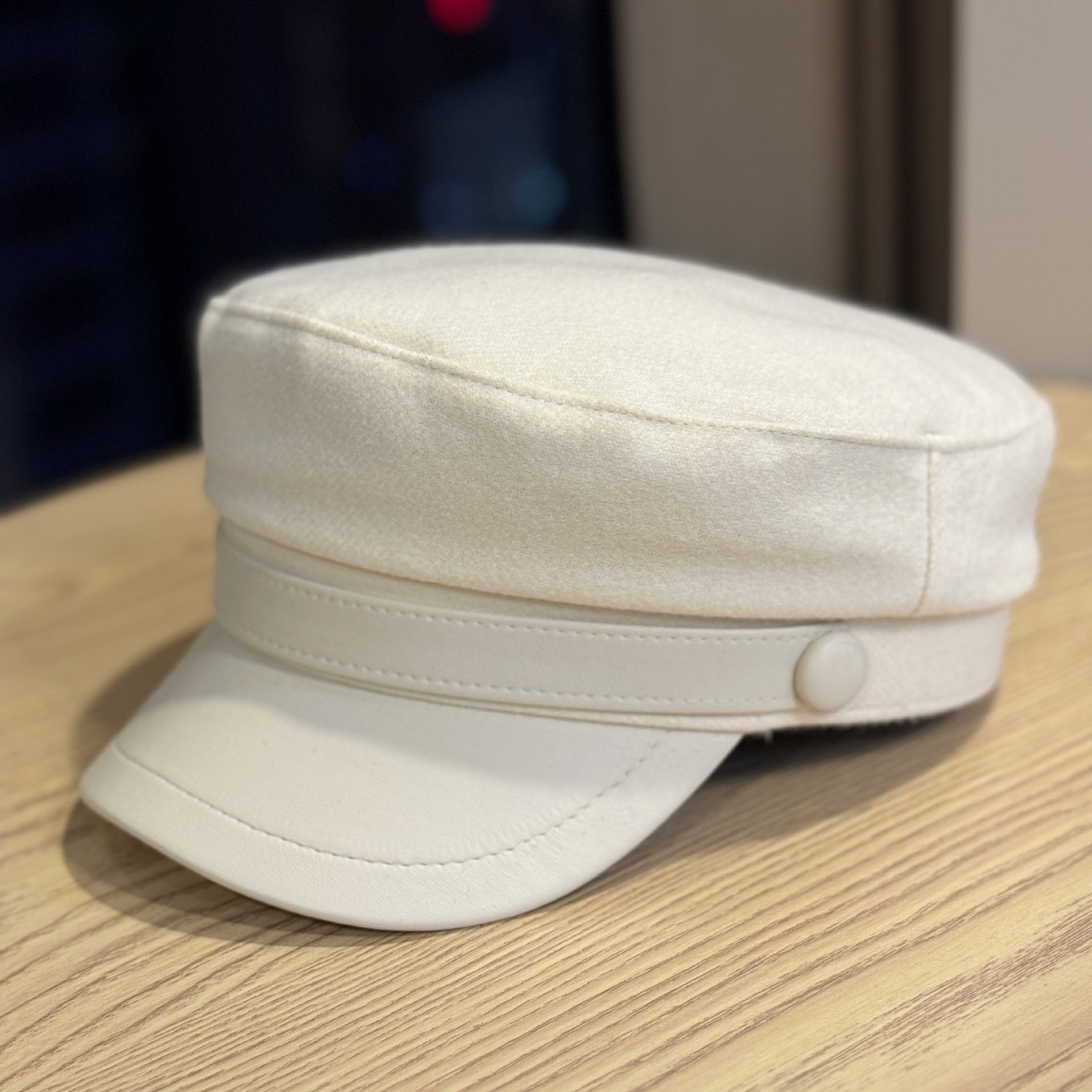 Retro PU Leather Autumn And Winter Wool Hat