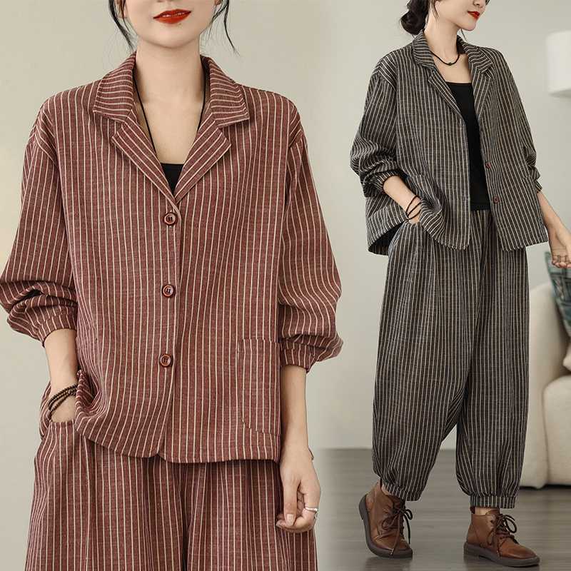 New Retro Cardigan Coat Trousers Suit For Women